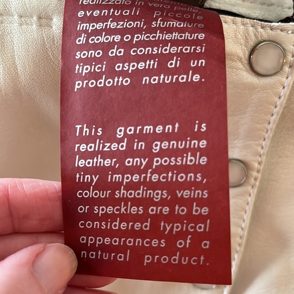 Blue Deep White Genuine Leather Pencil Skirt with Front Slit, NWT - Picture 7 of 16